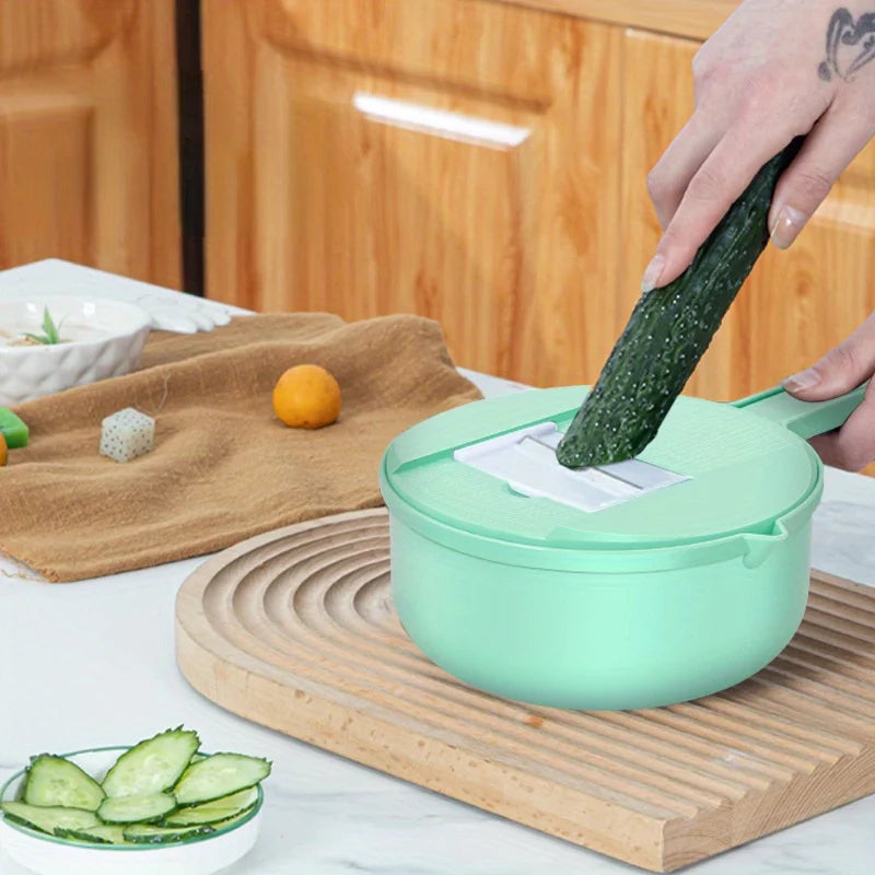 9-in-1 multifunctional vegetable chopper, carrot and potato manual shredding and slicing machine, radish chopper, kitchen tool