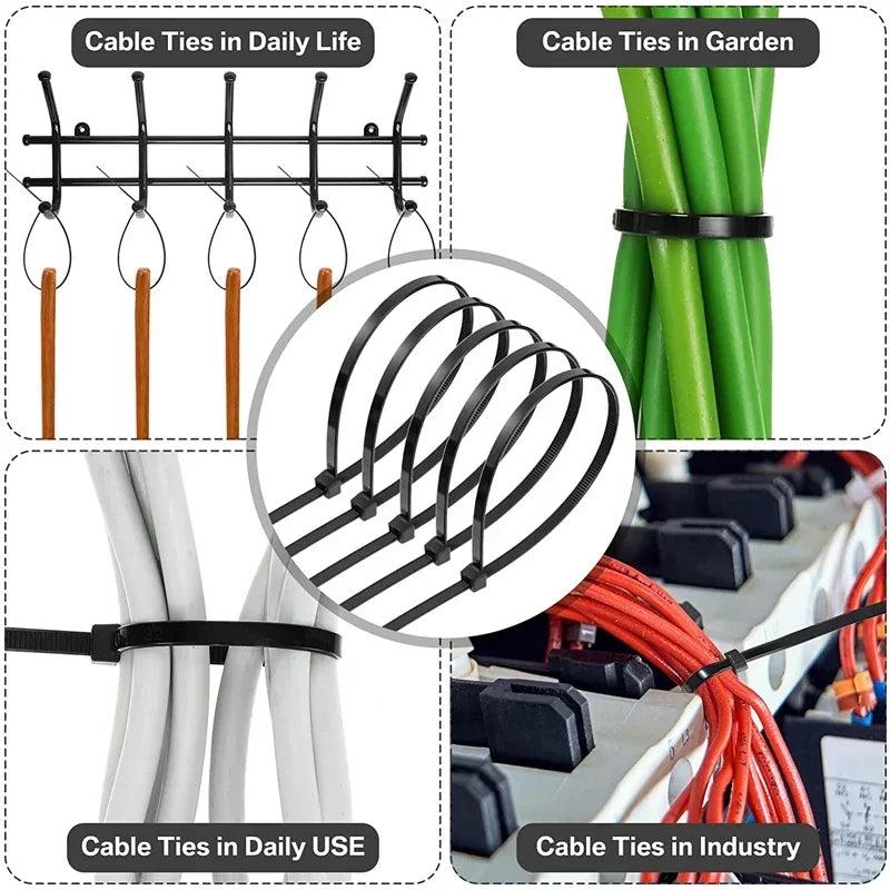 Self-locking Cord 1000/100Pcs Nylon Cable Ties